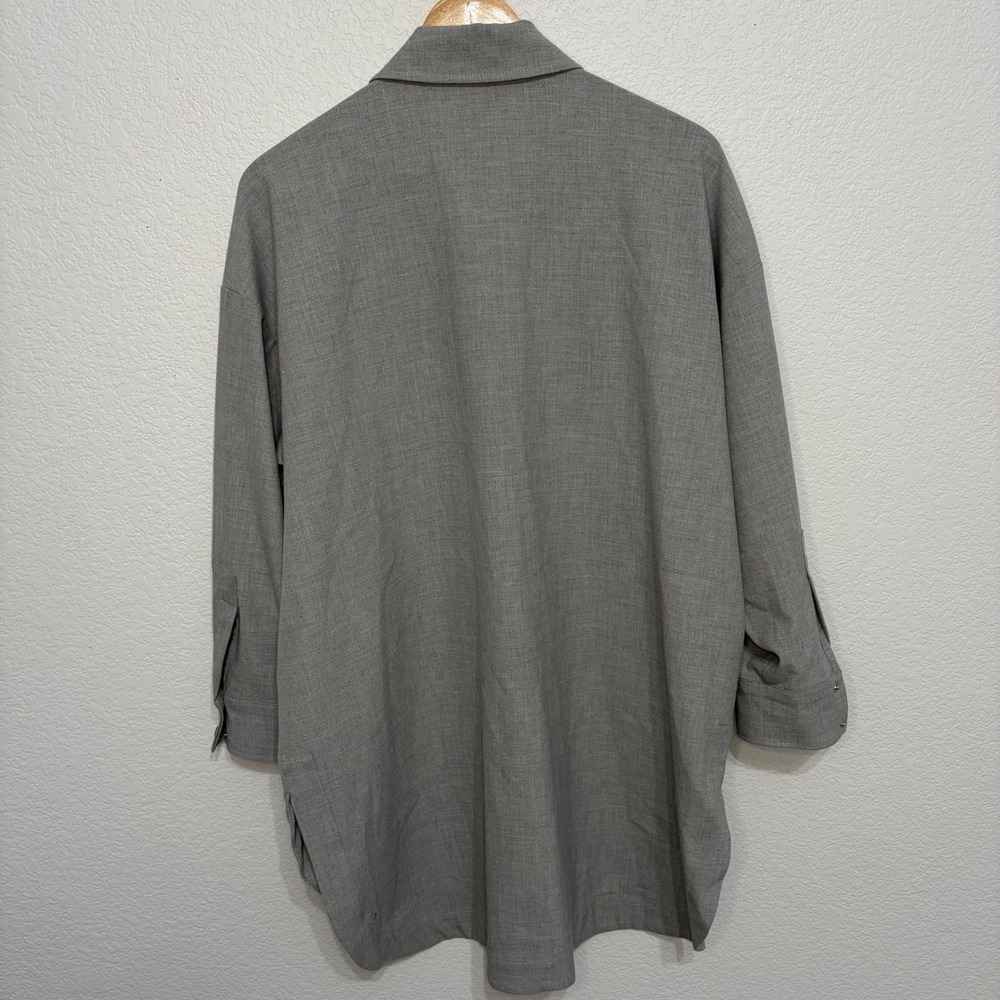 Zara Womens Grey Oversized Snap Button Down Shirt Jacket Shacket Size Medium - Picture 6 of 7